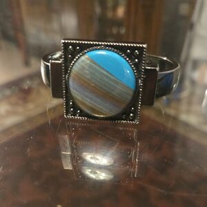 Vintage Silver and Blue Stone Magnet  Bracelet